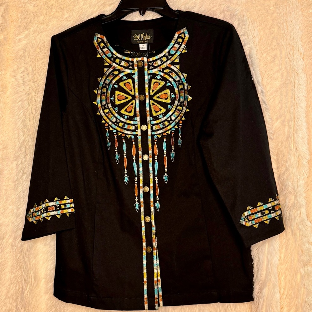 Bob Mackie Wearable Art Embroidered Jacket NWT
Size XL •Iconic Statement Piece🎨✨